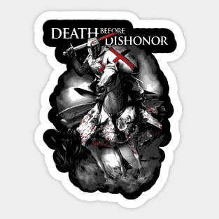 Crusader Knight Templar Cavalry Cross Death Before Dishonor Sticker